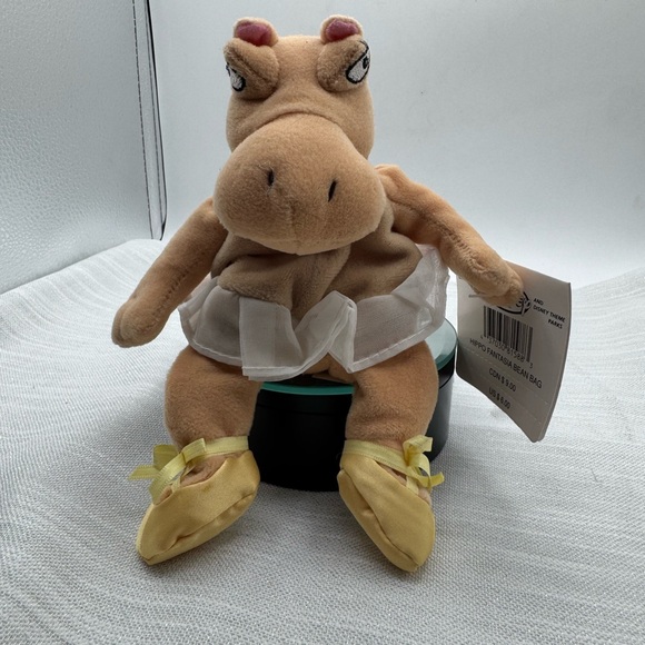 Disney Fantasia Hippo Plush toy Bean Bag Tan & White yellow ballet slippers NWT - Picture 1 of 8